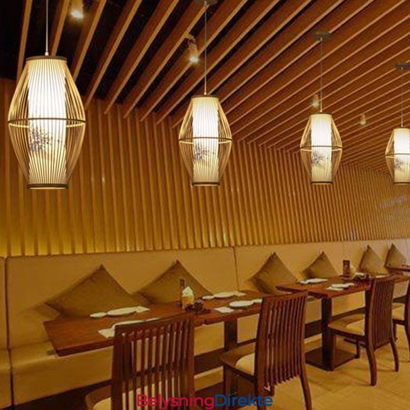 Klassisk Håndlaget Bambus Pendellampe