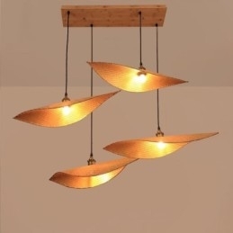 Kreativ Bladformet Pendellampe Moderne Bambus Pendellampe Tearoom Lighting