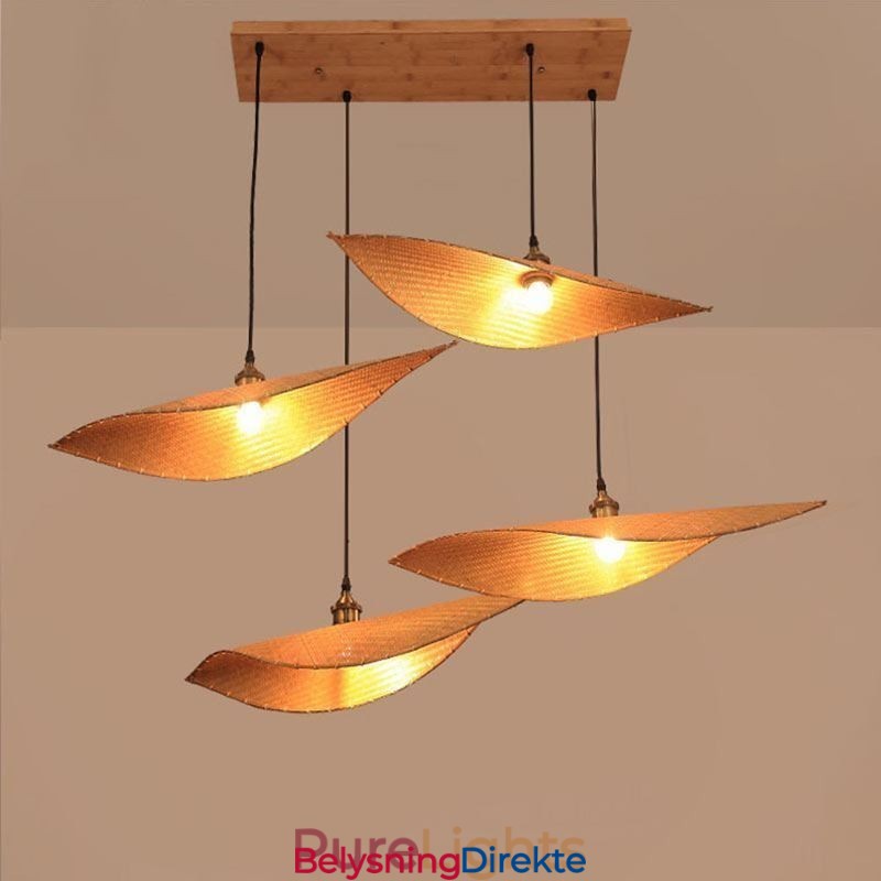 Kreativ Bladformet Pendellampe Moderne Bambus Pendellampe Tearoom Lighting