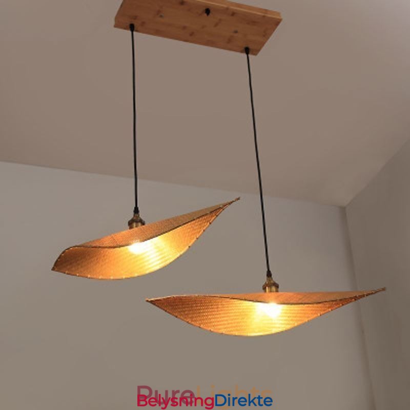 Kreativ Bladformet Pendellampe Moderne Bambus Pendellampe Tearoom Lighting