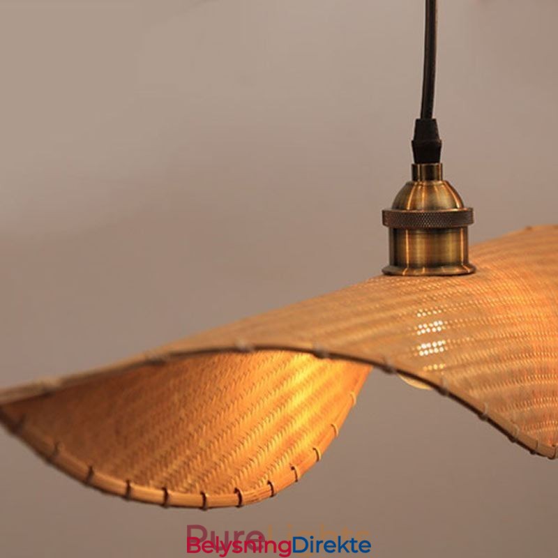 Kreativ Bladformet Pendellampe Moderne Bambus Pendellampe Tearoom Lighting