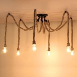 Retro Stil 6 10 Hoder Anhengslampe Hamptau Lysekrone Vintage Taklampe