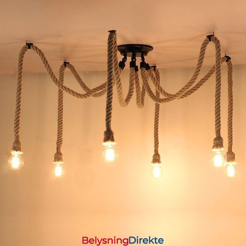 Retro Stil 6 10 Hoder Anhengslampe Hamptau Lysekrone Vintage Taklampe