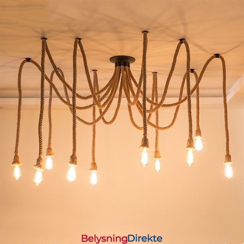 Retro Stil 6 10 Hoder Anhengslampe Hamptau Lysekrone Vintage Taklampe