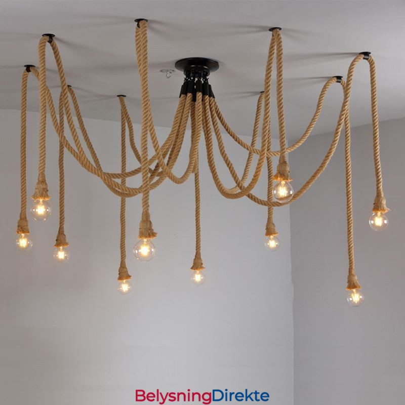 Retro Stil 6 10 Hoder Anhengslampe Hamptau Lysekrone Vintage Taklampe