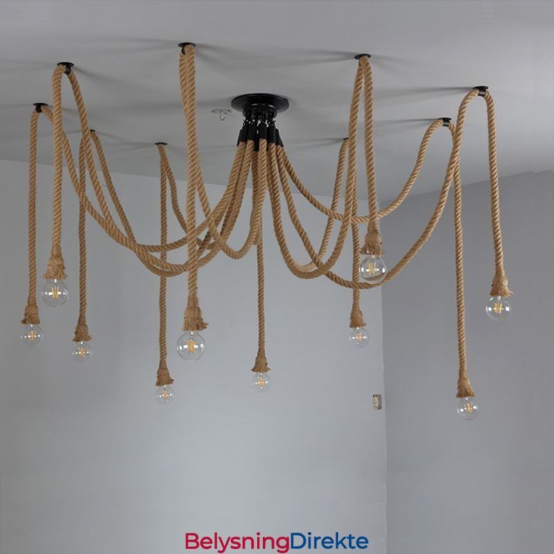 Retro Stil 6 10 Hoder Anhengslampe Hamptau Lysekrone Vintage Taklampe