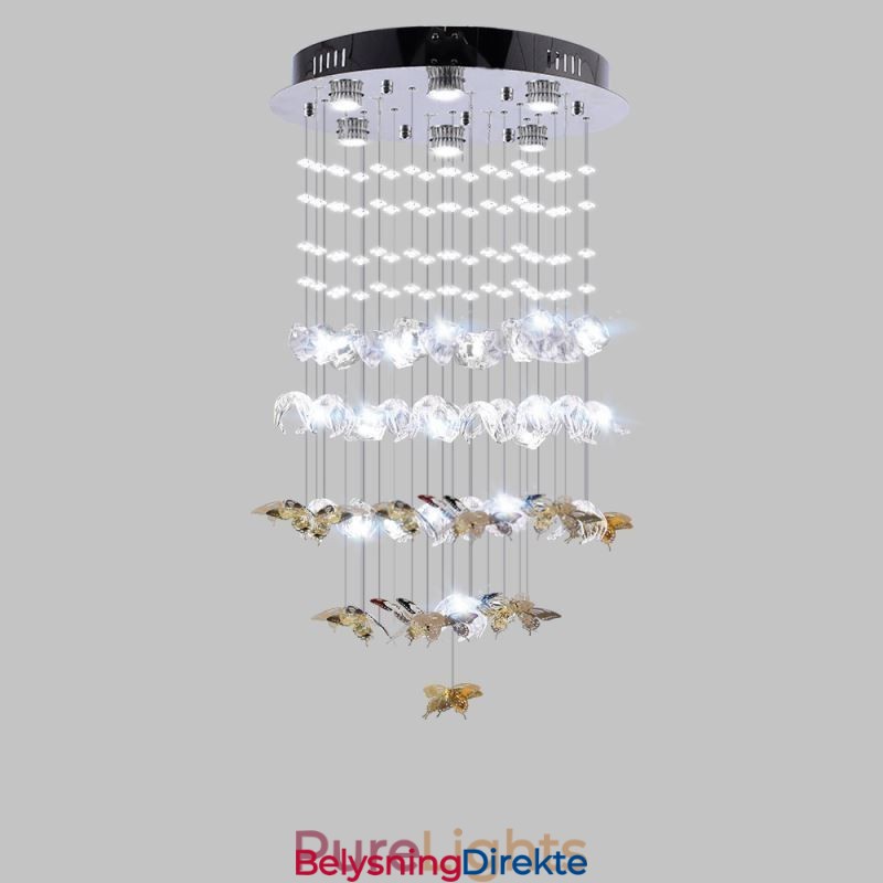 Nordisk Pendellampe Kreativ Sommerfugl-Pendellampe I Glass