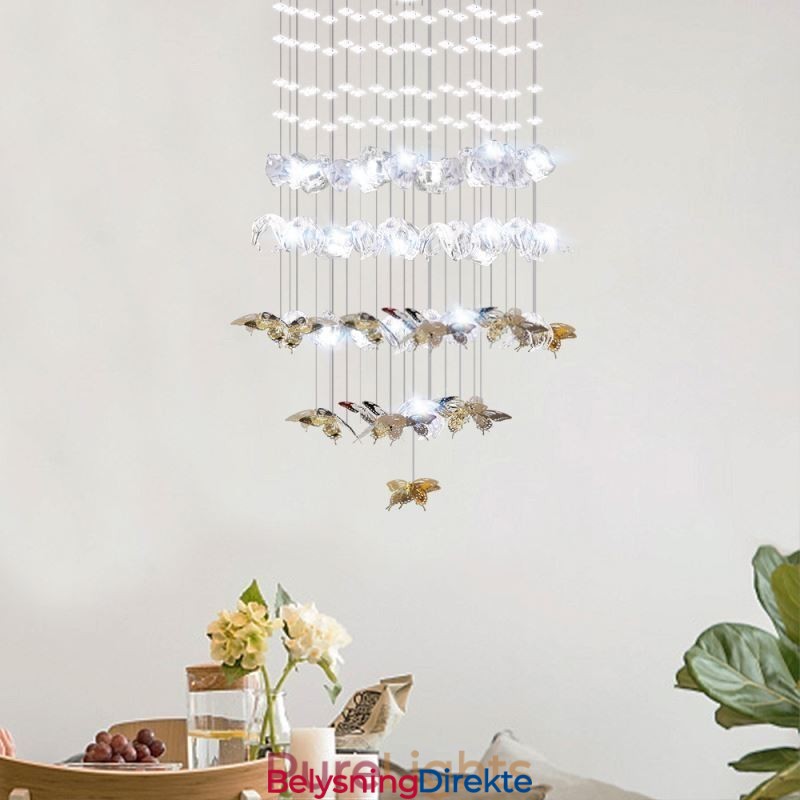 Nordisk Pendellampe Kreativ Sommerfugl-Pendellampe I Glass