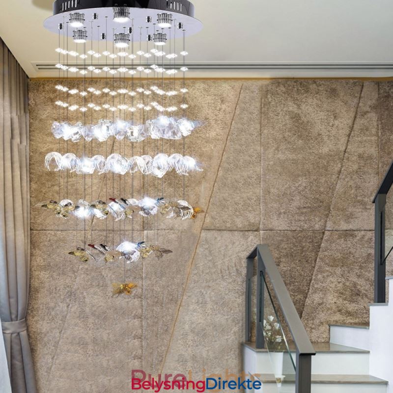 Nordisk Pendellampe Kreativ Sommerfugl-Pendellampe I Glass