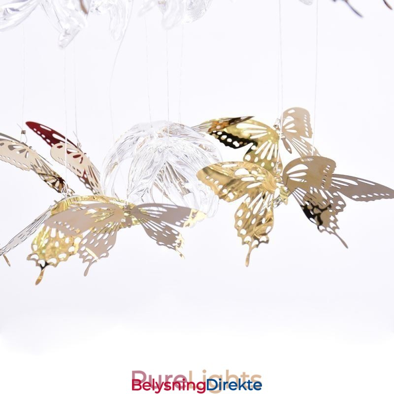 Nordisk Pendellampe Kreativ Sommerfugl-Pendellampe I Glass