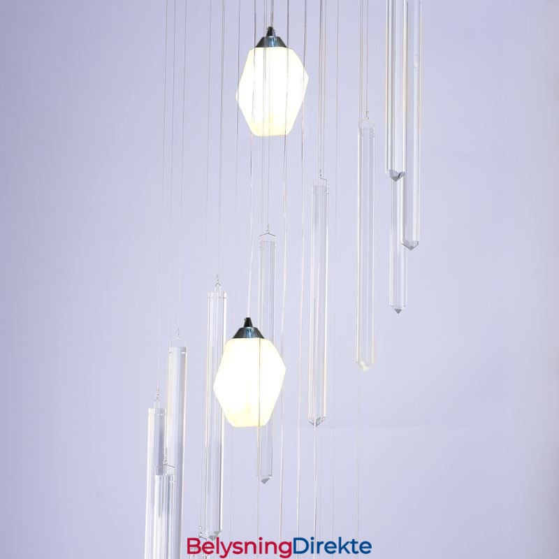 Klyngeformet Pendellampe Moderne Stor Pendelkrystalllysekrone Tosidig Trapp