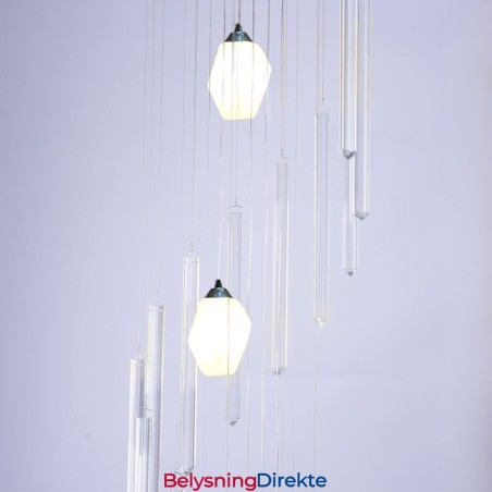 Klyngeformet Pendellampe Moderne Stor Pendelkrystalllysekrone Tosidig Trapp