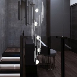 Klyngeformet Pendellampe Moderne Stor Pendelkrystalllysekrone Tosidig Trapp