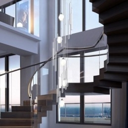 Klyngeformet Pendellampe Moderne Stor Pendelkrystalllysekrone Tosidig Trapp