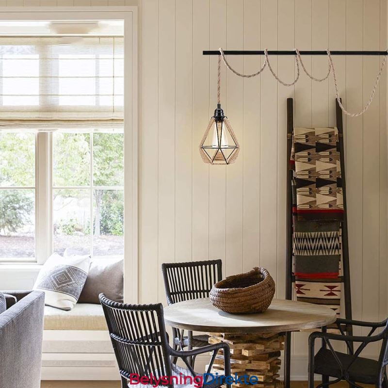 Retro Pendellampe Med Hamptau, Taklampe, 5 M Hengende Wire