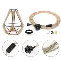 Retro Pendellampe Med Hamptau, Taklampe, 5 M Hengende Wire