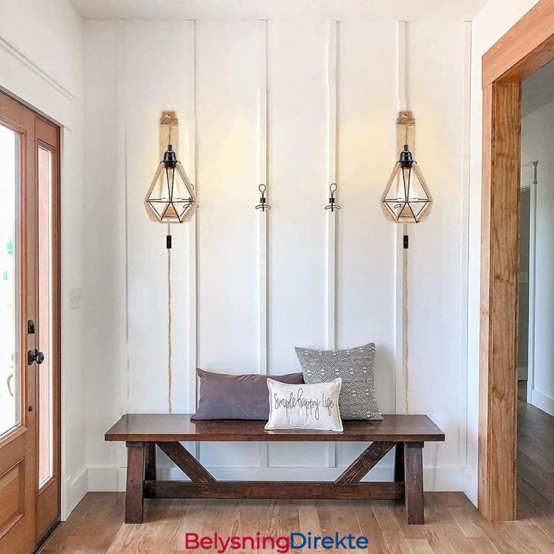 Retro Pendellampe Med Hamptau, Taklampe, 5 M Hengende Wire