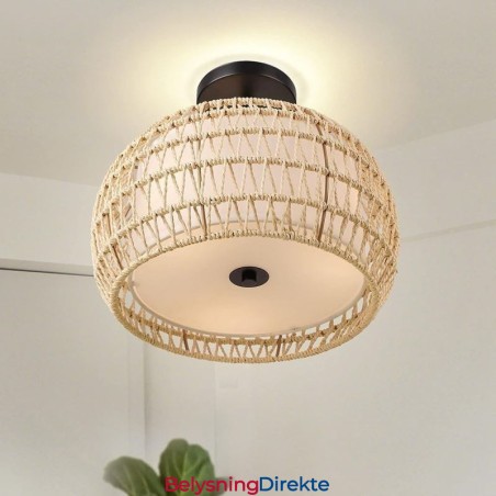 Papirsnor I Stoff, Innfelt, 32 Cm, Rund Lampeskjerm, 3 Lys