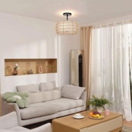 Papirsnor I Stoff, Innfelt, 32 Cm, Rund Lampeskjerm, 3 Lys