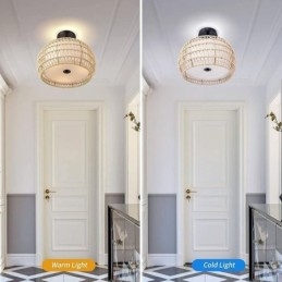 Papirsnor I Stoff, Innfelt, 32 Cm, Rund Lampeskjerm, 3 Lys