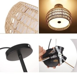 Papirsnor I Stoff, Innfelt, 32 Cm, Rund Lampeskjerm, 3 Lys