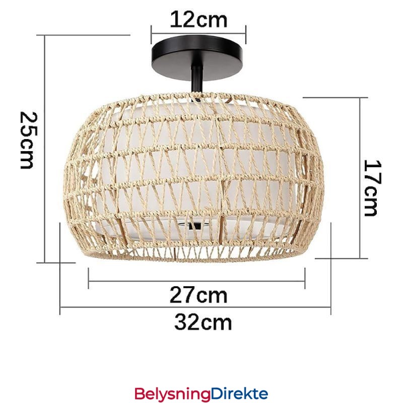 Papirsnor I Stoff, Innfelt, 32 Cm, Rund Lampeskjerm, 3 Lys