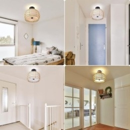 Papirsnor I Stoff, Innfelt, 32 Cm, Rund Lampeskjerm, 3 Lys