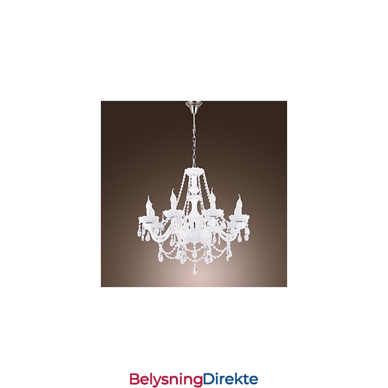 Lysekrone Hvit Krystall Moderne Livsstil 8 Lys