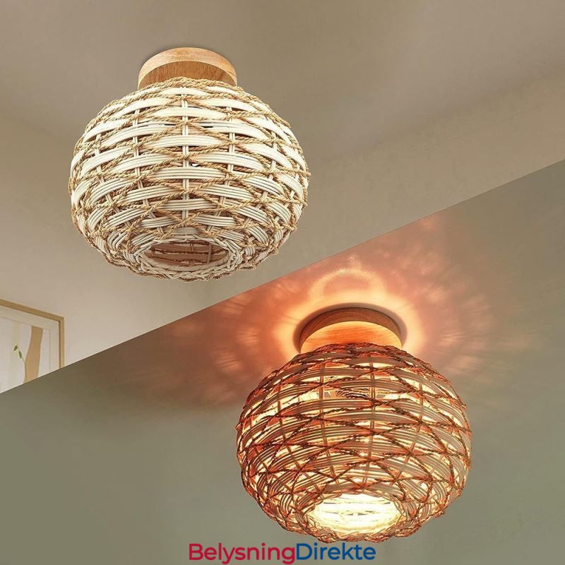 Trefarget Gresskar Innfelt Papirtau Rotting Vevd Lampeskjerm