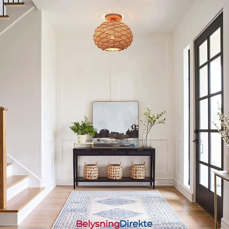 Trefarget Gresskar Innfelt Papirtau Rotting Vevd Lampeskjerm