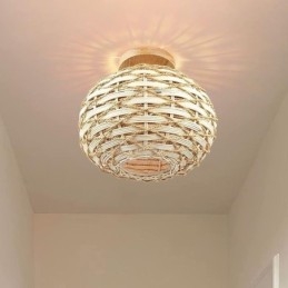 Trefarget Gresskar Innfelt Papirtau Rotting Vevd Lampeskjerm