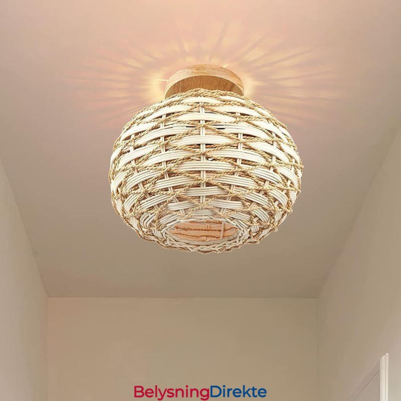 Trefarget Gresskar Innfelt Papirtau Rotting Vevd Lampeskjerm