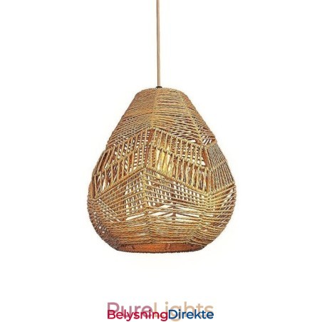 Nordisk Retro Taklampe Med Naturlig Papirsnor, Håndvevd Lampeskjerm