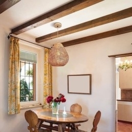 Nordisk Retro Taklampe Med Naturlig Papirsnor, Håndvevd Lampeskjerm