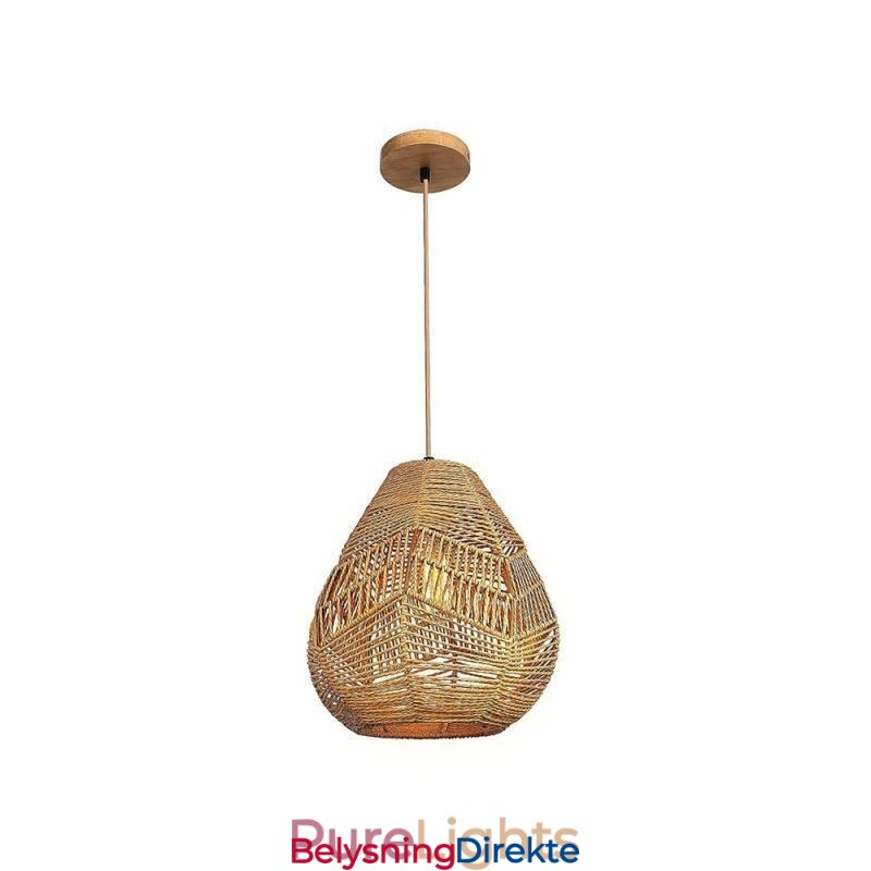 Nordisk Retro Taklampe Med Naturlig Papirsnor, Håndvevd Lampeskjerm