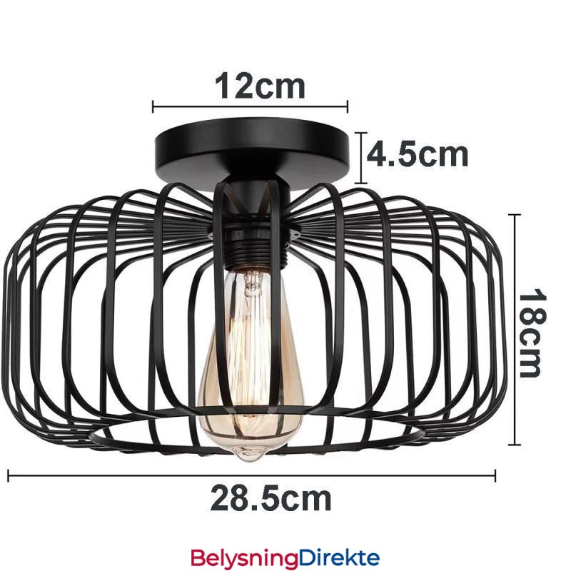 Enkel Innfelt Taklampe I Jern Med Fuglebur