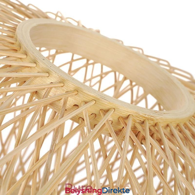 Retro Dobbeltlags Taklampe Håndvevd Bambus Lampeskjerm Taklampe