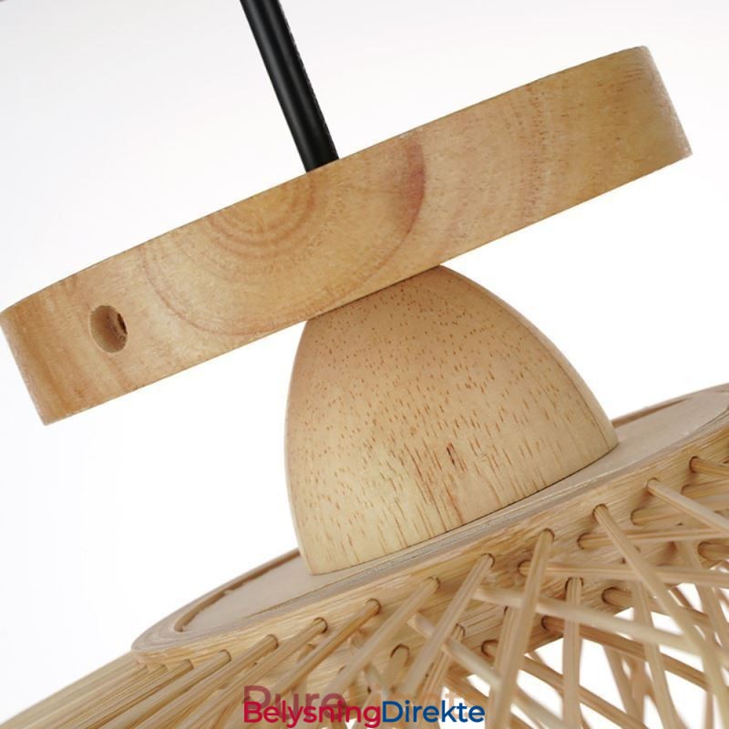 Retro Dobbeltlags Taklampe Håndvevd Bambus Lampeskjerm Taklampe