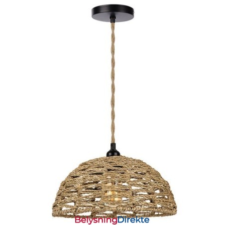 Landlig Retro Pendellampe Håndvevd Papirsnor Lampeskjerm 30 Cm