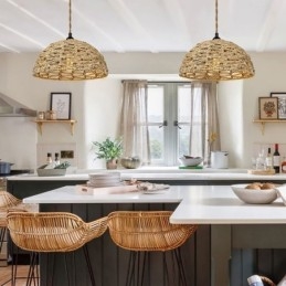 Landlig Retro Pendellampe Håndvevd Papirsnor Lampeskjerm 30 Cm