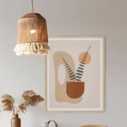 Rustikk Pendellampe I Bohemsk Stil Med Hamptau-Dusktaklampe