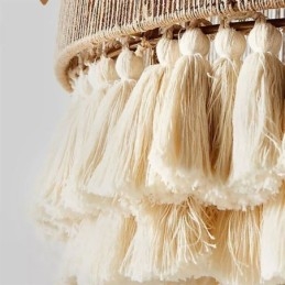 Rustikk Pendellampe I Bohemsk Stil Med Hamptau-Dusktaklampe