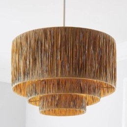 Landlig Retro Pendellampe Med Flere Lag I Papirsnor Og Lampeskjerm I Tak