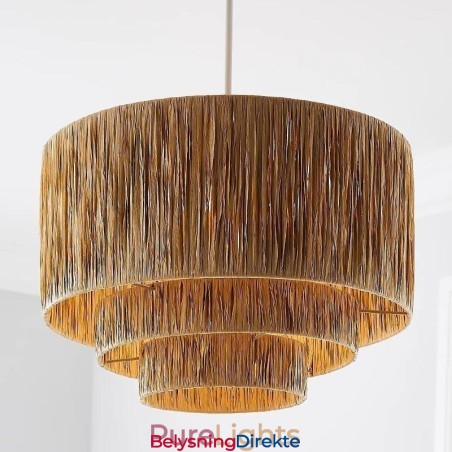 Landlig Retro Pendellampe Med Flere Lag I Papirsnor Og Lampeskjerm I Tak