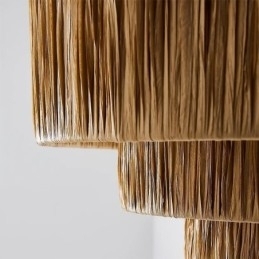 Landlig Retro Pendellampe Med Flere Lag I Papirsnor Og Lampeskjerm I Tak