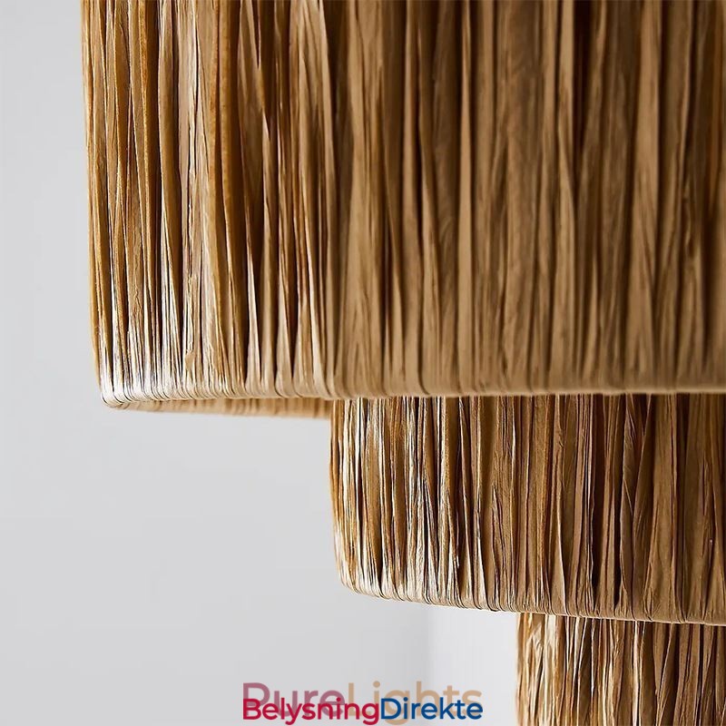 Landlig Retro Pendellampe Med Flere Lag I Papirsnor Og Lampeskjerm I Tak