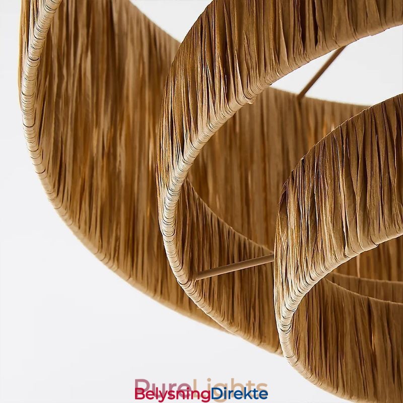 Landlig Retro Pendellampe Med Flere Lag I Papirsnor Og Lampeskjerm I Tak