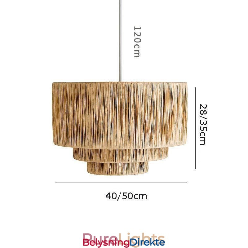 Landlig Retro Pendellampe Med Flere Lag I Papirsnor Og Lampeskjerm I Tak