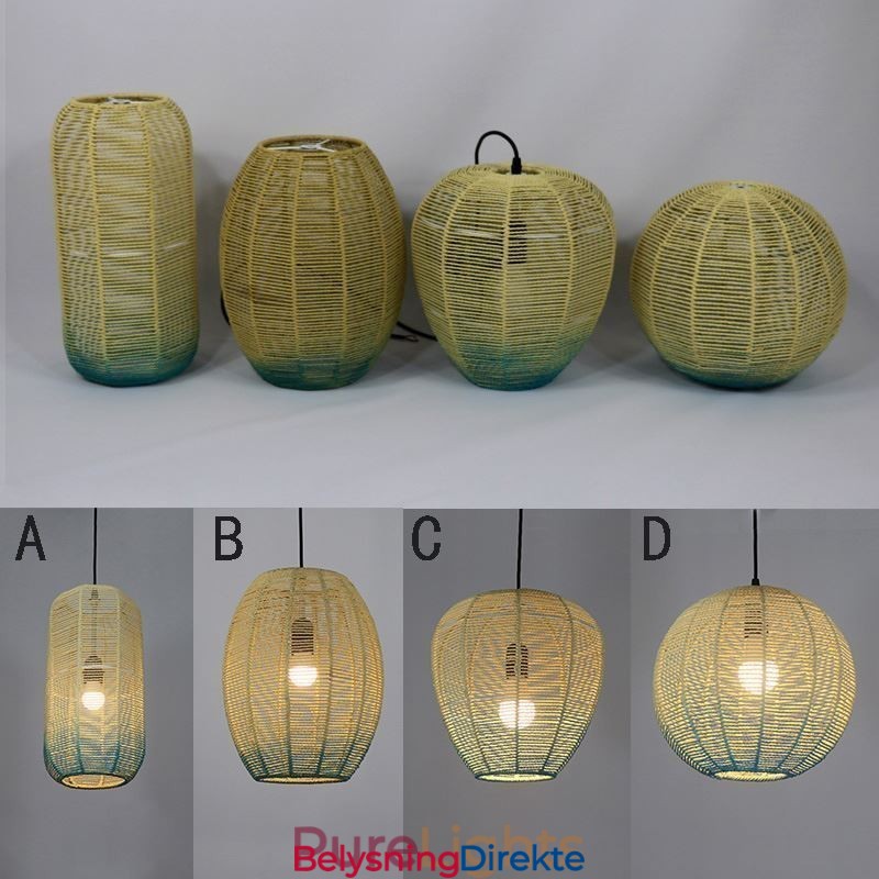 Papirsnor-Anhengslampe I Landlig Retro-Stil Med Gradientblå Taklampe