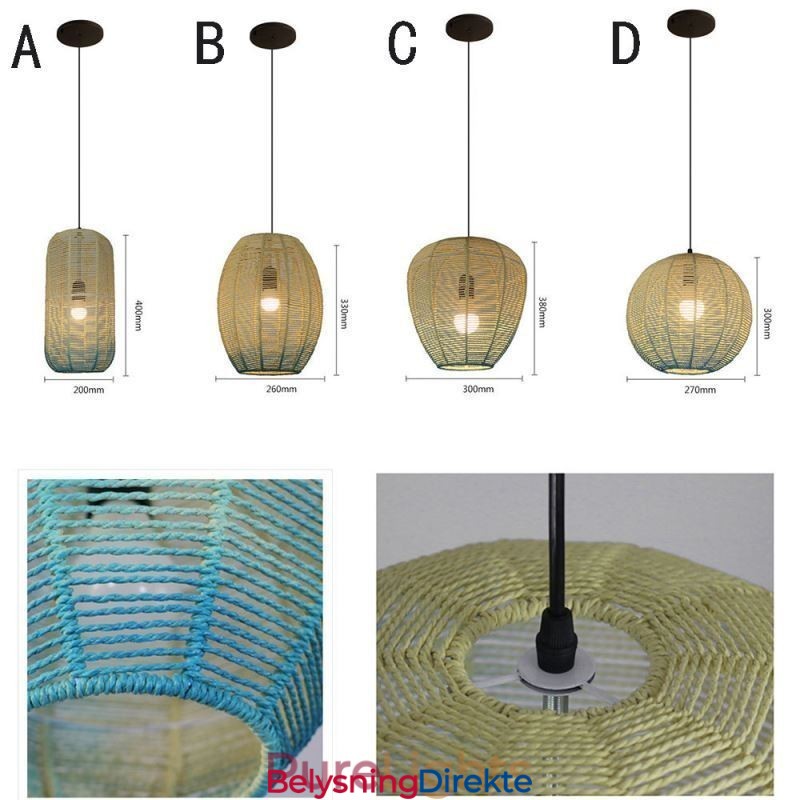 Papirsnor-Anhengslampe I Landlig Retro-Stil Med Gradientblå Taklampe